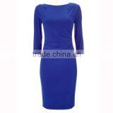 Royal Blue Formal Ladies Dress/half Sleeve Midi Length Latest Dress thumbnail-5