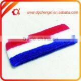 2016 Striped Cotton Terry Cloth Moisture Wicking Head Wristband thumbnail-1