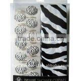 Black Zebra-stripe Pattern Peva Shower Curtain With 12pcs Decorative Hooks thumbnail-1