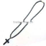 Rosary,religious Rosary, Hematite Cylinder Cross Rosary, Catholic Necklaces thumbnail-1
