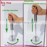 BT0159 14" Whisk With 430 Stainless Steel Handle 14" Stainless Steel Rotary Egg Beater 14" Rotating Egg Beater With Hook thumbnail-2