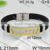 Wholesale New Gold Black Leather Mens Bracelet Models thumbnail-5