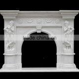 Indoor Hand Carving Woman Sculpture White Marble Fireplace thumbnail-1