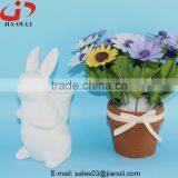 2016 New Easter Decoration White Ceramic Rabbit Planter thumbnail-3