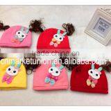 100% Acrylic Baby Girl Applique Hats With Hair ,any Color as Customer Request thumbnail-1
