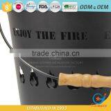 Ash Bucket With Lid Metal Wooden Ash Bucket With Handle thumbnail-6