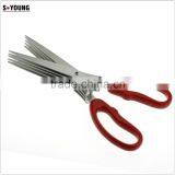 61049 New Design And High Quality Snipping Shearing Plastic Household Kitchen Stainless Steel 5 Blades Herb Scissors thumbnail-1