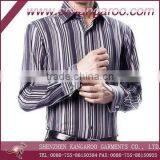 Mens Business Casual Purple Long Sleeves Striped Cotton Shirt thumbnail-1