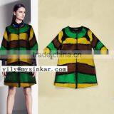 Winter Three Quarter Sleeve Cardigan Colorful Strips Women Coat Made in Sinkar thumbnail-1