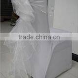 White Banquet Spandex Chair Cover With Organza Chair Cap Sash for Wedding Decoration thumbnail-5