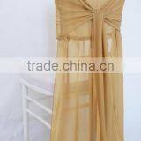 New Design Elegant Chiffon Chiavair Chavary Chair Cap Chair Hood Half Back Chair Cover thumbnail-2