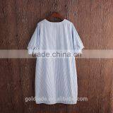 Hospital Gown With Round Collar Wear Cotton and Linen Dress Striped Short Sleeve in Summer Patient Clothes for Girl Women thumbnail-5