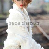 2014 Fashion Ladies Long-sleeve White Cape Collar Cardigan Knitted Partern thumbnail-4