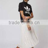 Hot Sale Iridescent Pleated Skirts High Waist Zip Up Plain White Beach Style Long Skirts thumbnail-4