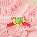 Turtleneck Collar Pink Sweaters Plain Knitted Clothes Appliqued Tiny Flower Full Sleeve Winter Garments Warm thumbnail-3