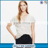 Deep v Neck Modern Linen Bikelane Ladies Plain T-shirt Dresses thumbnail-1