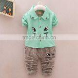Boy Autumn Outfit New Small Children Long Sleeve Cotton Shirt Two Pieces Set thumbnail-3