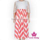 48BQA140 Long Frock Designs New Fashion Lace Sleeve Stripe Baby Girls Dress thumbnail-2