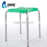 LS-4010 Cheap Colorful Small Plastic Square Stacking Stools With Metal Legs Portable Wholesale thumbnail-1
