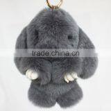 Myfur Dark Grey Cute Rabbit Fur Made Rabbit Bag Accessory Pendant thumbnail-3