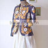 Denim Jacket in Kediyu Style With Vintage Kantha Fabric ~ Medium thumbnail-3