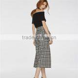 Black and White Patterned Bow Embellished Tartan Culotte Pants Slacks thumbnail-3