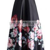2016 Guangzhou Shandao Latest Design Women Autumn New Western Flower Printed Ruffle Satin Long Maxi Skirt thumbnail-2