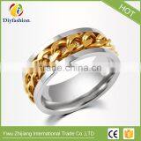 Fashion Stainless Steel Three Color Rotating Chain Ring Can Adjustable thumbnail-3