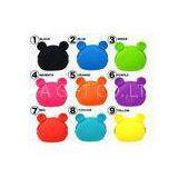 Eco-Friendly Silicone Coin Purse With Round Ears , Black / Blue Color thumbnail-1