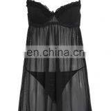 Tia Back Black Ruffle Detail Sheer Ladies Night Dress Sex Baby Doll Swing Set thumbnail-3