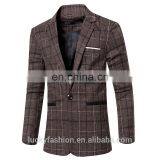 New Arrival Mens Korean Slim Fit Fashion Cotton Plaid Blazer Wholesale thumbnail-2