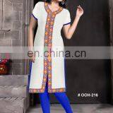 White Wholesale Embroidery Neck Designs for Kurits thumbnail-1