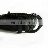 Vintage black leather braided belt
