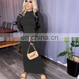 LAITE D2152 Plus Size Women Embroidery Logo Casual Dress Ladies Backless Long Sexy Dress thumbnail-7