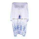 Cotton Embroidery Beach Cover up Tassel Plus Size Beach Dress Pareos de Playa Mujer Swimsuit Cover up Sarong Beachwear Vestido thumbnail-2