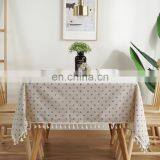 Plaid Decorative Linen Tablecloth With Tassel Waterproof Oilproof Thick Rectangular Wedding Dining Table Cover Tea Table Cloth thumbnail-2
