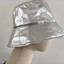 Women's Leather Diamond Quilting Bucket Hats thumbnail-2