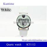 Pure White Sweet Double Heart Design Assorted Colors Strap Quart Watch for Teenagers thumbnail-1