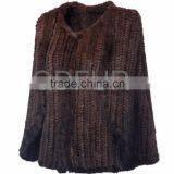QD80559 Natural Black Brown Knitted Mink Fur Long Shawl and Cape White Color Customized thumbnail-5
