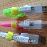 Colorful Flow LED Flat Micro Usb Cable