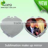 New Arrival Sublimation Printable Customed Gift Make up Mirror With Round Heart Shaped thumbnail-1