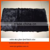 rabbit skin plate dyed black color for sale, black rabbit fur plate