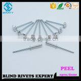 HIGH QUALITY OPEN END FACTORY RECESSED CROWN ALUMINUM BLIND PEEL RIVETS thumbnail-2