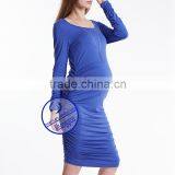 Custom Spandex Viscose Plain Blank Long Sleeve Maternity Dresses thumbnail-3