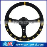 Suede leather deep dish 14'' steering wheel for cars