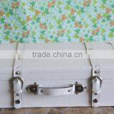 Faux Leather Vintage Suitcase With Handle Wood With Pu Cover Sets Decor