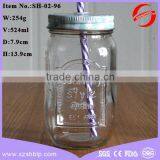New Products Custom Made Embossed Logo Glass Mason Jar thumbnail-5