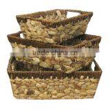 3pc Water Hyacinth Storage Basket Trays thumbnail-1