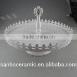 Cake Stand White Antique Style Cake Plate One Tier With Lace Design, Iron Cake Stand thumbnail-1