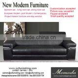JR8015 Modern Luxury Spanish Full Thick Black Cow Leather Living Room Italy Sofa Set thumbnail-1